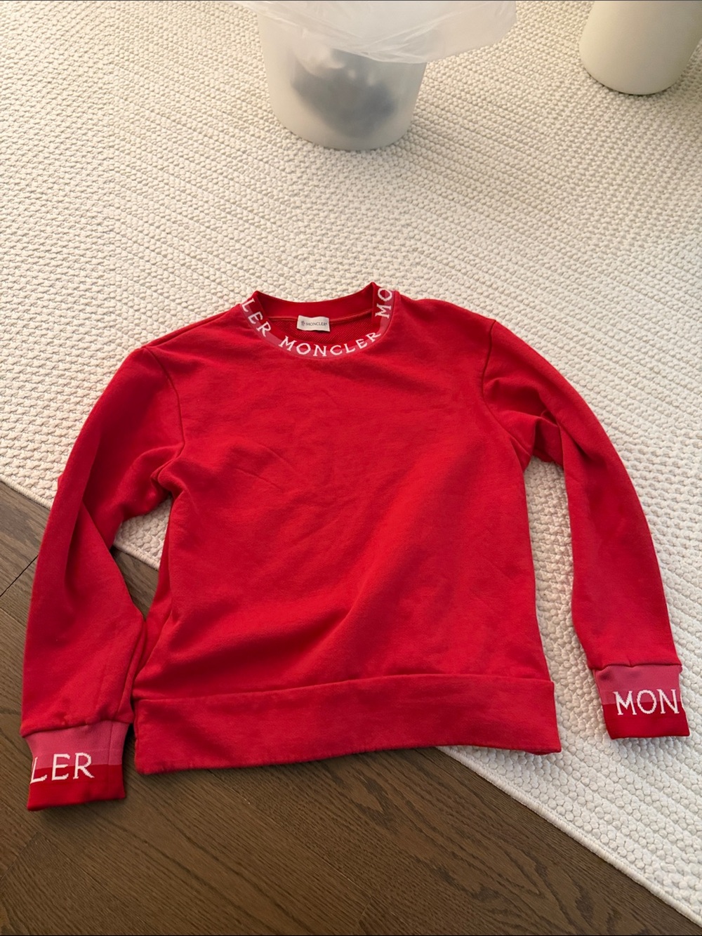 Moncler Kids Bright Red Logo-Trim Sweatshirt